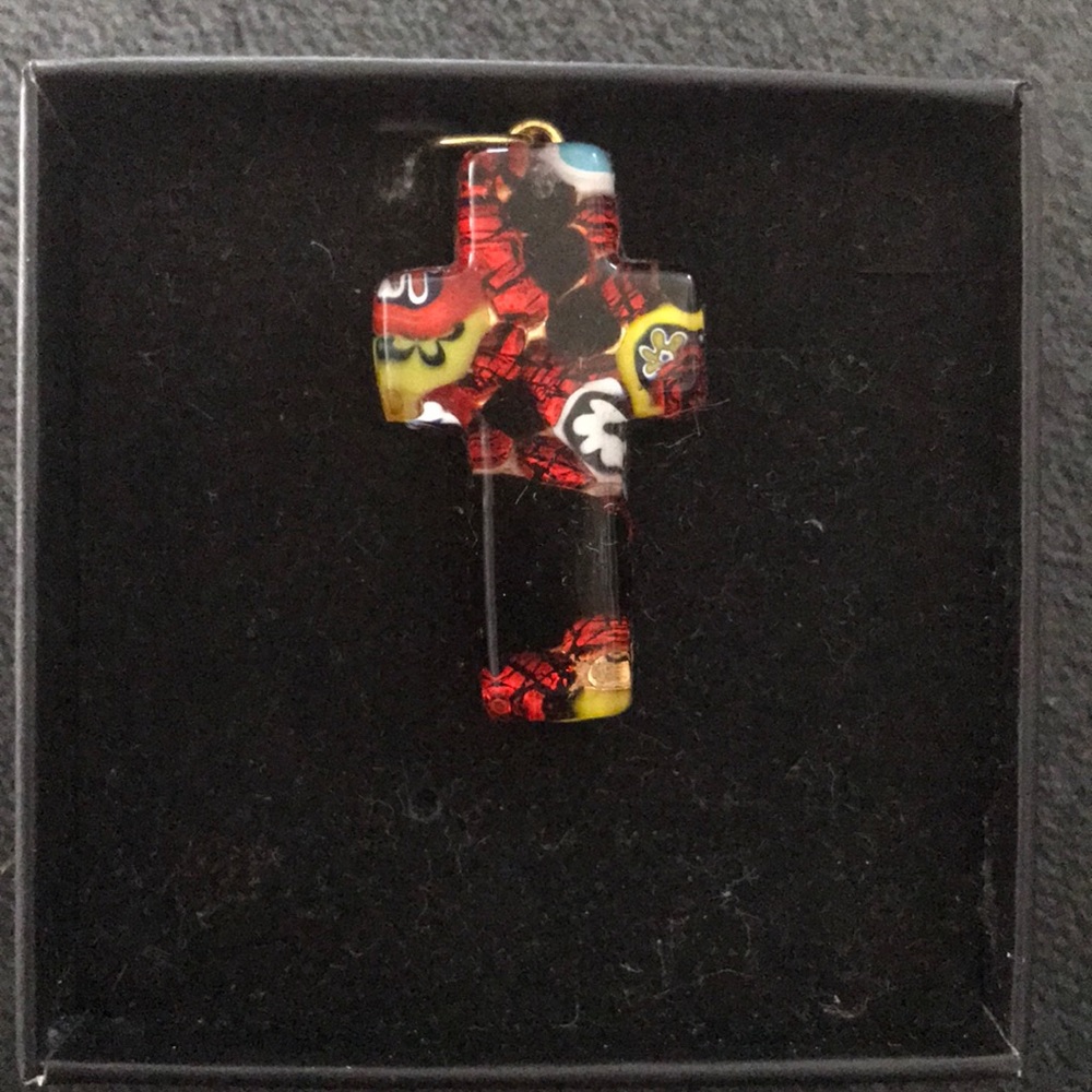 Italian glass cross necklace